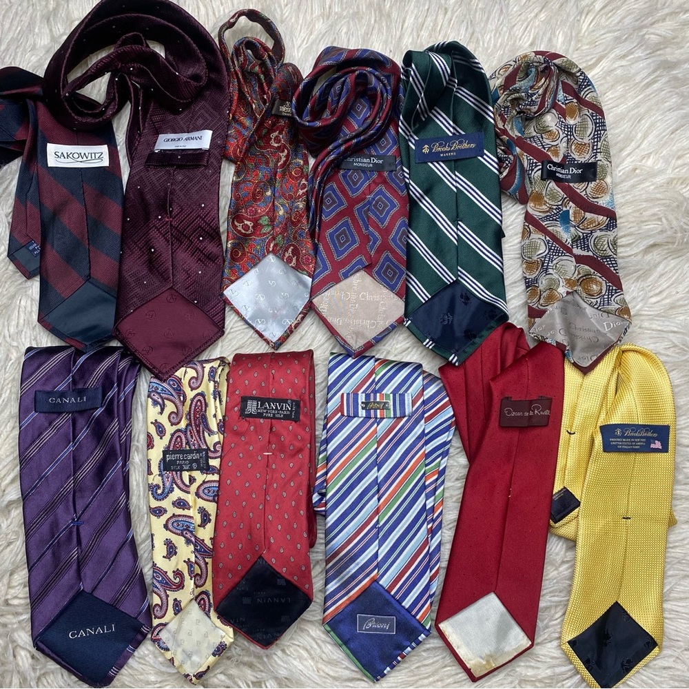LUXURY Tie Lot of 12 Brioni, Canali, Valentino, Giorgio Armani, Christian Dior - Picture 6 of 11